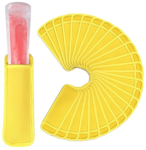 JANYUN 24 Pack Reusable Popsicle Bags Ice Pop Sleeves Antifreezing Holder Sleeves (Yellow)