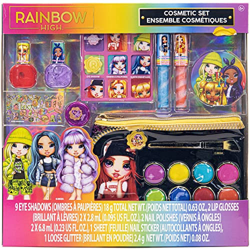 Rainbow High - Townley Girl Cosmetic Makeup with Palette Bag Set Includes Lip Gloss, Nail Polish & Eye Shadow and More! for Kids Tweens Girls, Ages 6+ Perfect for Parties, Sleepovers and Makeovers
