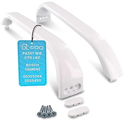 DL-pro Lot de poignées de porte - 315 x 42 mm - Pour Bosch Siemens Neff 00369542 00369542 - Avec 2 couvercles - Pour réfrigérateur-congélateur - Blanc