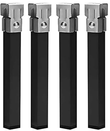 Miroytengo Pack de 4 pieds carrés 30 cm métalliques avec collier pour sommier tube 30 x 30 mm