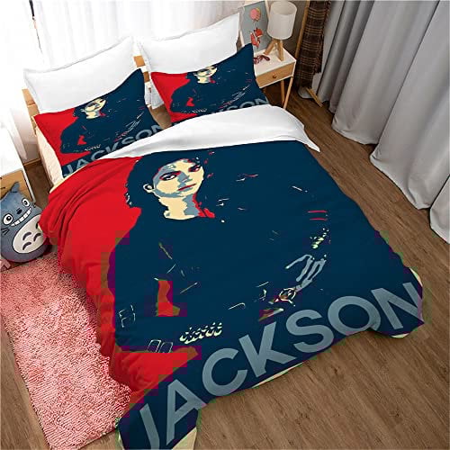 Ste-X Bettwäsche 200 X 200, Michael Jackson, Idolsänger Bettbezug-Set Und 2 Kissenbezüge 80 X 80 cm, 3-teiliges Weiches, Flauschiges Bettwäsche-Set Mit Reißverschluss (135x200cm,Muster 03)