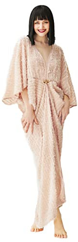 BABEYOND Robe cocon en satin des années 1920 - Style Hollywood - Tenue de fête Gatsby le Magnifique - Manches chauve-souris - Manteau Art déco, rose, taille unique