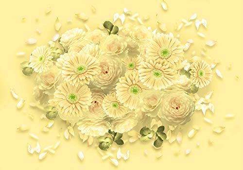 wandmotiv24 Fototapete Gelb Blumen, 400 x 280 cm - selbstklebende Strukturtapete, Wanddeko, Wandbild, Wandtapete, Blüten Blätter M3713