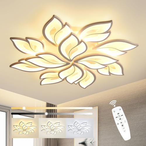 Sky angle LED Deckenleuchte Mit Fernbedienung Dimmbar Schlafzimmer Lampe, Kreative Blumenform Design Wohnzimmer Deckenlicht(12 Köpfe/Ø89cm/35in)