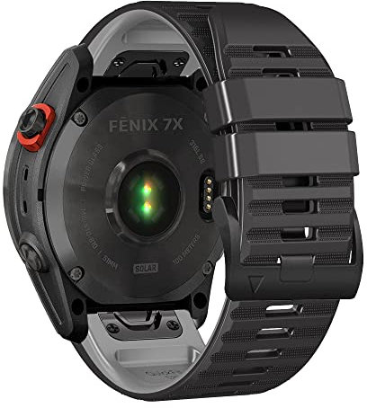 Niboow Strap QuickFit 26mm for Garmin Fenix 8 51mm/Fenix 7X Pro Solar/Fenix 7X/Fenix 6X/Fenix 6X Pro/Fenix 5X Puls, Sport Soft Silicone Watch Bands for Garmin Enduro 3/Epix 2 Pro 51mm - Black/Grey
