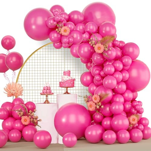 Palloncini Rosa, 120 Pezzi Kit Arco Palloncini Rosa Fucsia, 18 12 10 5 Pollici Ghirlanda Palloncini Compleanno Matrimonio Battesimo Bambino Laurea Festa Decorazioni