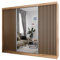 Margaret Hadas24 Kleiderschrank Lili mit Lamellen mit Spiegel Organizer, Mehrzweckschrank, Schwebetürenschrank, Garderobenschrank, Kleiderstange, Kleiderständer, Schrank 250 cm, braun, schwarz,