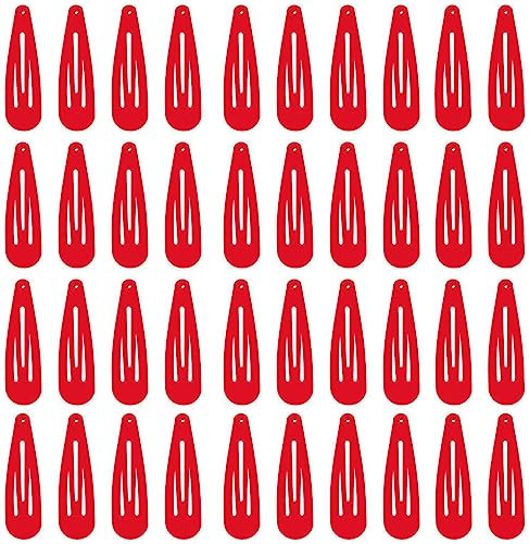 DAZISEN 40-Pack Haarspangen Für Mädchen Metall Snap Kinder Barretten Frauen Haarzubehör, Bunte Süßigkeiten Schöne Einfache Frisur Clips，Rot