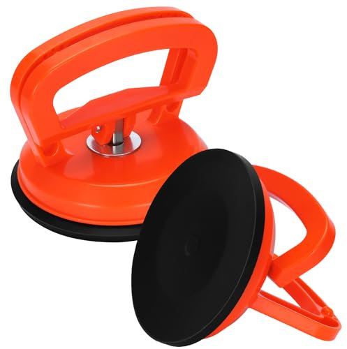 Welsberg 2x Ventosa per Vetro, Sollevatore a Ventosa con Capacità di Sollevamento 50kg, Diametro 11.8 cm per il Trasporto di Piastrelle, Laminato, Vetro, Marmo, arancione