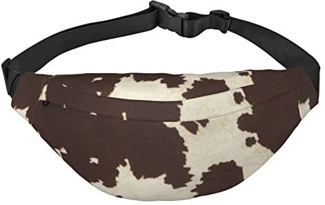 Bauchtasche mit Kuhfell-Druck, für Damen und Herren, verstellbarer Gürtel, lässige Brusttasche, Bauchtaschen für Reisen, Wandern, Hüfttaschen, Schwarz , Einheitsgröße