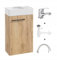 .Deftrans Domodomo Badezimmerschrank mit Waschbecken, Waschbeckenschrank 40 x 60 x 21,3 cm, Keramik-Waschbecken-Set, Wanddschrank für kleines Bad - Hängeschrank mit Waschbecken für das Gästebad