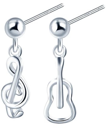 CONILOK Musik Ohrringe Silber 925 Stecker Ohrstecker Ohrhänger Silber Gitarre Noten Damen Ohrring Kleine Geschenke für Frauen Mädchen Freundin Mutter Geburtstag Hochzeit Weihnachtstag Valentinstag