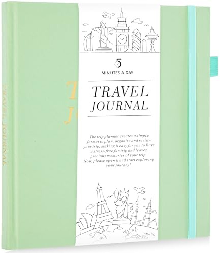 5 MINUTES A DAY Travel Journal for Women, Adventure Book, Light Green