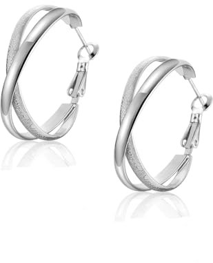 Creolen Silber 925 für Damen 8mm Breite Ohrringe Silber 925 Groß Creolen für Frauen 29mm