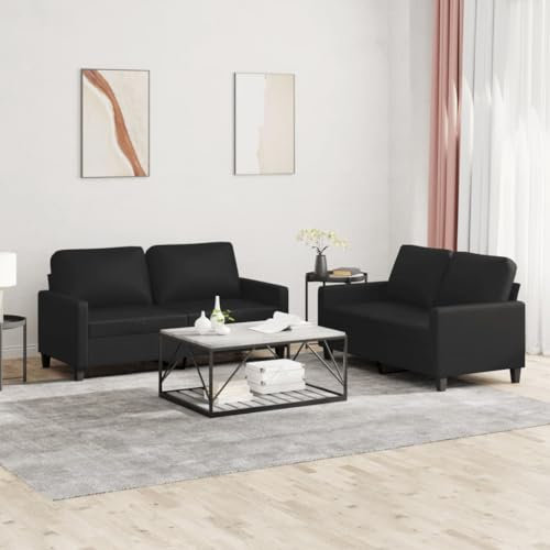 SECOLI Sofa Set 2 2 Wohnzimmer Sofa 2 sitzer und 2 sitzer Sofa garnituren 2-2 Sofa Kunstleder Sofa 2er Couch 2 sitzer 2er Couch fürWohnzimmer/Schlafzimmer-Schwarz-2-sitzer+2-sitzer