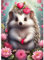 MAXBYE DIY Diamond Painting Blumen Igel, Tier 5D Diamond Painting Set, Malen nach Zahlen Diamant Anfänger Cross Stickerei Malerei Kits Wand Dekor 30x40cm