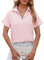 Chemisier Blouse Femme Chic et Élégant Chemise Femme Ete Haut Fluide Ample Manche Courte (Rose,XL)