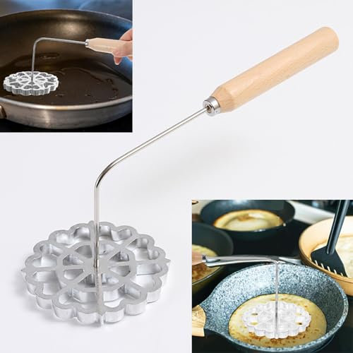 Moldes para Bunuelos con Mangos de Madera, Moldes para Imprimir Tartas Moldes para Freir, Moldes de Aluminio para Hacer Galletas Bunuelos, Moldes para Hacer Rosas Desmontables