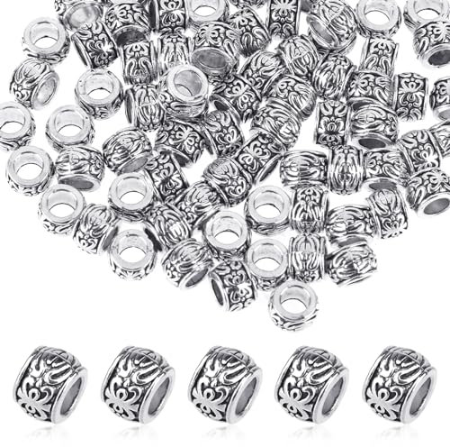 100 Stück Zwischenperlen Silber Tibetanische Spacer Perlen Metallperlen Runde Antik Perlenkappen Zwischenteile für Basteln DIY Schmuck Armbänder Halskette Schmuckherstellung