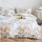 Michorinee Housse de Couette Gris et Blanc 140x200 Parure de Lit Motif Feuilles Doré en Microfibre - Linge de Lit 1 Personne Adulte avec Fermeture Éclair, Taie d'oreiller 65x65 cm