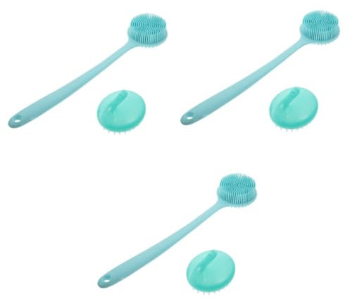 FOMIYES 3 Sätze Massagebürste Rückenschrubber aus Silikon Gummidusche rückenbürste Shampoo Rückenreinigungswäscher Körperbürste Haar Badebürste zweiteiliger Anzug Massagegerät Kieselgel