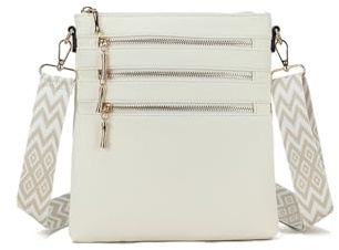 Long & Son Damen Leichte Medium Crossbody Taschen 23358 (Weiß)