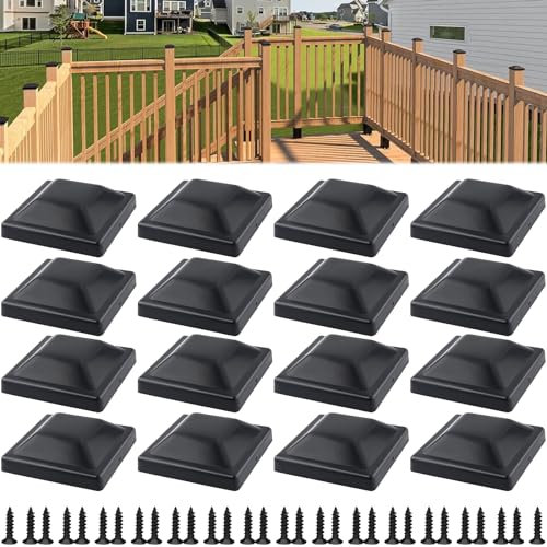 Tappi per Pali 16 Pezzi: WIYETY Copripalo per Pali in Legno in Plastica, Copertura per Pali con Viti, Fence Post Caps, Tappi per Pali di Legno, Tappi per Recinzione, Resistenti e Anti-Cracking