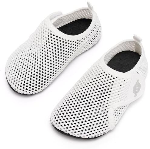 Kinder Badeschuhe Wasserschuhe Strandschuhe Mädchen Junge Schwimmschuhe Barfußschuhe rutschfeste Surfschuhe Sportschuhe Kleinkind Schwimmbad(200.weiß,32/33 EU)