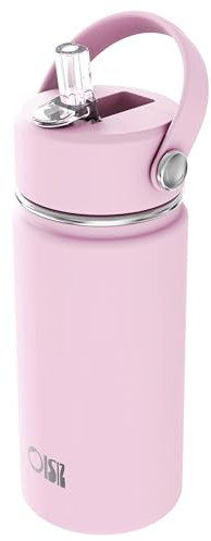 OISIZ 14oz Bouteille d'Eau pour Enfants avec Paille 420ml Gourde Isotherme Enfant avec paille Gobelet Thermique en Acier Inoxydable pour les enfants Sans BPA et garde le froid pendant 24 heures