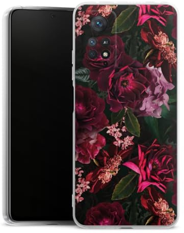Custodia di silicone compatibile con Xiaomi Redmi Note 11 Pro 4G Custodia trasparente Cover per smartphone trasparente Rosa Fiori Fioritura