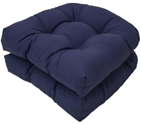 MIAOMI U-förmiges Korb-Sitzkissen, Terrassen-Außenkissen, Korb-Sitzkissen, 2er-Pack, 48 X 48 cm, Weiche, Wetterbeständige Terrassen-Außenkissen für Garten, Küche, Büro(Navy Blue)