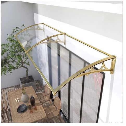 Window Door Awning Canopy 150x300cm Curved Window Door Canopy with Large Sink Front Door Canopy for Window Garden Canopy Patio ZHZHXR(Size:1.5x2m/4.92x6.56ft)