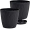 PECZEKO Pots de Fleurs Mats - Pots de Plantes Décoratifs pour Fleurs et Herbes - Pots de Plantes Ronds en Plastique Durables et Légers - Lot de 2 - (Anthracite, ø 24 cm)