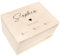 Creative Deco Erinnerungsbox Baby Personalisiert Herz mit Namen | 40 x 30 x 24 cm | Individuelle Erinnerungskiste Geschenk zur Geburt für Mädchen und Jungen | Holzkiste mit Deckel | Farbdruck