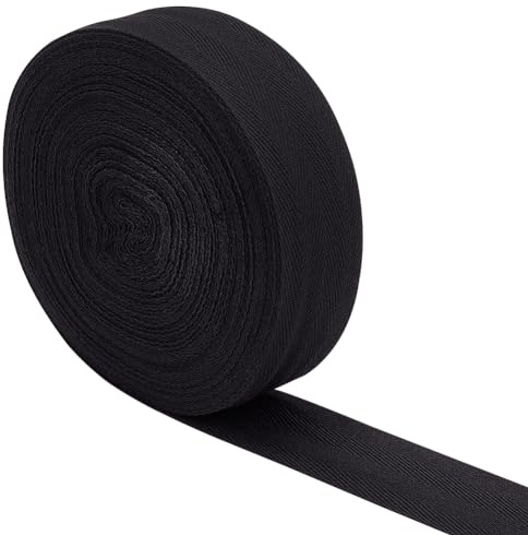 FINGERINSPIRE 20 m Baumwoll Twillband Mit Fischgrätenmuster 40 mm Breit Schwarzes Twillband Fischgrätenband Zum Nähen Basteln Gurtband Bindeband Für DIY Kleidungszubehör