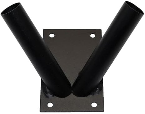 Double Flag Pole Holder - Wall Mounted Flag Pole Bracket, Powder Coated (Black), Rust and Weather Resistant, Heavy Duty Flagpole Mount for Home and Outdoor Use