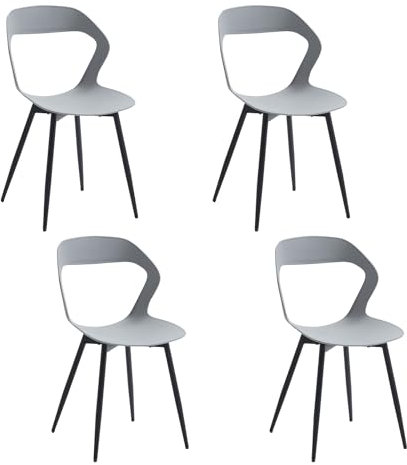 JZGORC Lot de 4 Chaises de Salle à Manger Nordiques, Chaises de Cuisine, avec Pieds de Chaise en Métal, Grand Design de Dossier évidé, idéal pour Salon, Salle de Détente - Gris + Noir