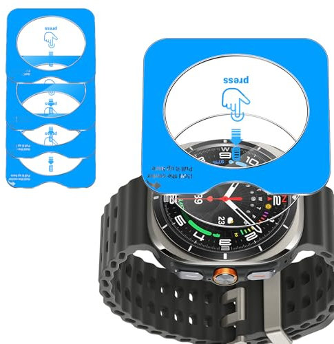 Yenwen Verre Trempé pour Samsung Galaxy Watch Ultra (2024/2025), Protection Écran avec Cadre de Montage, 4 Pièces Film Ultra-Clair pour Samsung Watch 7/8 Ultra, Anti-Rayures 9H Dureté Protecteur