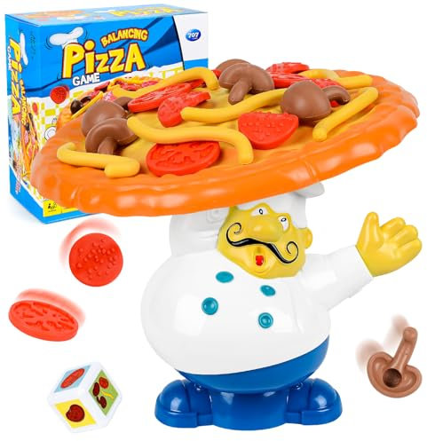 Juguete para Equilibrar Pizza, Juego de Pizza, Juguetes Montessori 2 3 4 5 6 Años, Juegos de Mesa Adulto, Juegos Educativos Niños Niña 7 8 9 10 Años (A)