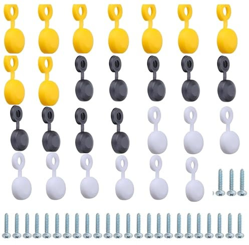 54 PCS Number Plate Screws - 27 Screw Cap & 27 Screws/Nuts Bolts UK Car Fixing Kit - Black White & Yellow Reg Number Plate Screw Caps - Plastic Nut Bolt Fixings Licence Custom Plates Kit