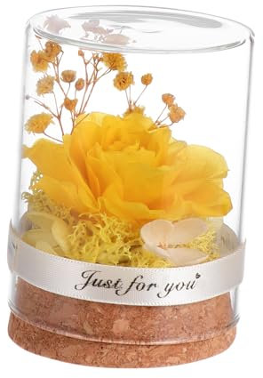 UTHCLO Boîte À Thème en Forme De en Verre avec Fleur Immortelle Préservée pour Occasions Spéciales