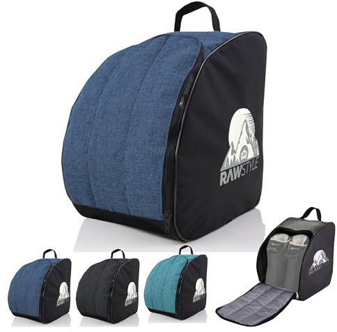 Rawstyle Skischuhtasche Skistiefeltasche Rucksack Helm Hart-Soft-Boots Inliner Bootbag Tasche Skischuhe Modell 3 (meliert Marine)