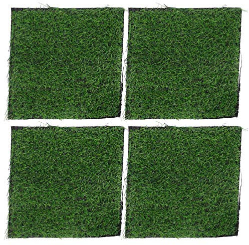 Tyenaza 4 Stück künstliches Gras, 25 x 25 cm, künstliches Pflanzengras, Rasen, Rasen, Teppich, DIY, Miniatur-Landschaftsdekoration für Bastelhunde, drinnen und draußen,