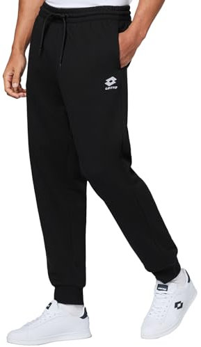 Lotto Herren Jogginghose Schwarz 3XL Trainingshose mit Seitentaschen Elastischer Bund & Kordelzug Sporthose Herren Lang Freizeithose aus Baumwollmischung