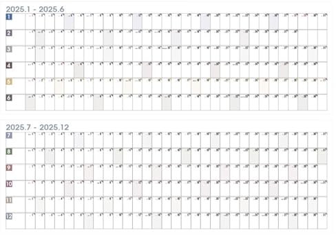 Großes Poster Kalender, 12-Month-Kalender, Jahresplaner, Jahresplaner, Kalender 2025, 12-Month Jahresplaner, Kalender, Full Year, Wandkalender 2025, für Schlafzimmer und Study Room mit Poster-Design