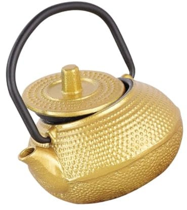 Cabilock Decorative Cast Iron Teapot Vintage Tea Kettle for Desktop Adornment Charming Golden Tea Ware for Personal Gatherings and Entertaining Friends
