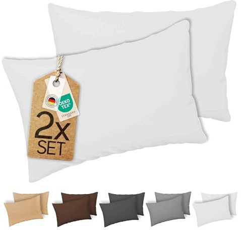 etérea Jersey Kissenbezug 70x90 cm Weiss 2er Set Baumwolle Öko-Tex | 100% gekämmte Baumwolle · Jersey · STANDARD 100 by OEKO-TEX · 60°C waschbar · 2er Set