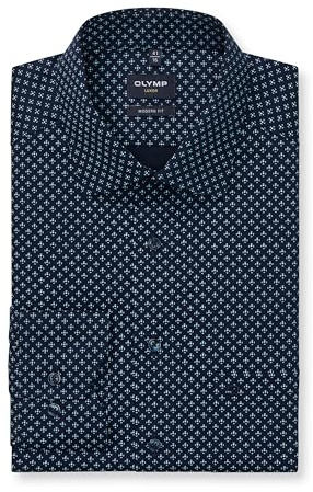 OLYMP Herren Businesshemd Regulär Geometrisch 126484 | Hemd, Manschette, Modern Fit, 100%Baumwolle