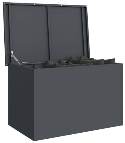 vidaXL Garden Storage Cushion Box Steel 80 x 50.5 x 50 cm 180, Garden and Terrace Storage Solution, Weatherproof Box, Durable Metallic Organizer, Rectangular Industrial Cabinet