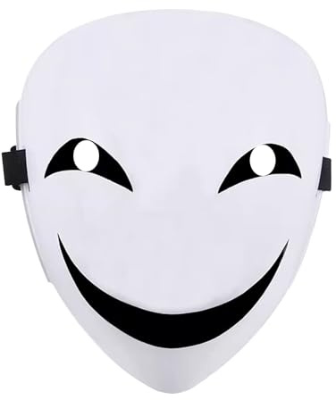 deegbbyi Máscara de Anime Bullet Kagetane Hiruko para Cosplay, Máscara de Halloween, Máscaras Fiesta Cosplay Atrezzo, Sonrisa Blanca Sin Boca, para Fiesta de Halloween, Blanco, Medium
